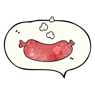 konuşma dokulu kabarcık karikatür sıcak sosis