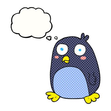 düşünce kabarcık karikatür penguen