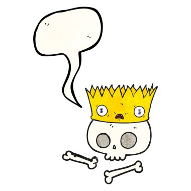 konuşma balonu dokulu çizgi film sihirli taç eski kafatası üzerinde