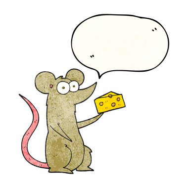 konuşma balonu dokulu karikatür fare peynir ile