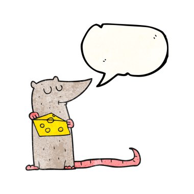 konuşma balonu dokulu karikatür fare peynir ile