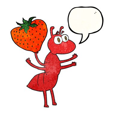 konuşma balonu dokulu karikatür karınca yiyecek taşıyan