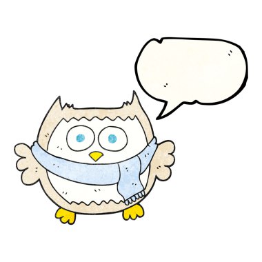 konuşma balonu dokulu karikatür baykuş şal