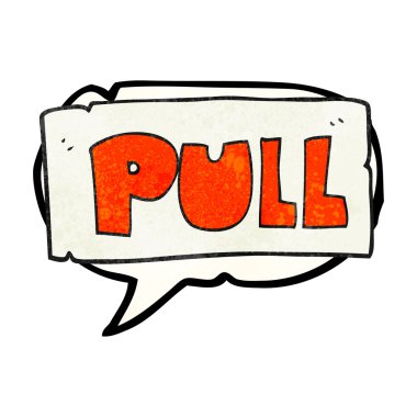 konuşma dokulu kabarcık karikatür kapı çekme işareti