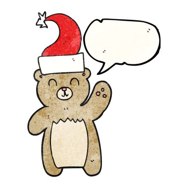 konuşma balonu dokulu karikatür ayıcık sallayarak