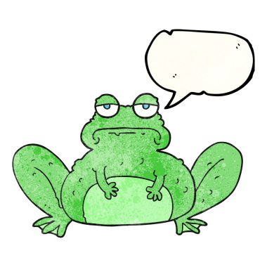 konuşma balonu dokulu karikatür kurbağa