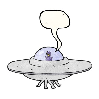 konuşma balonu dokulu karikatür Ufo
