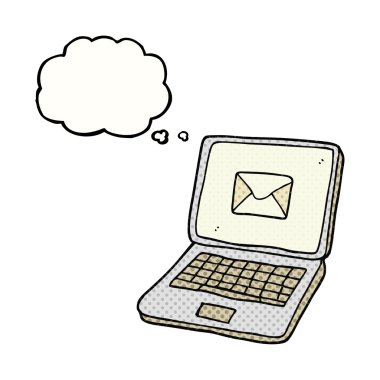 kabarcık karikatür dizüstü bilgisayar sc doğum mesaj simgesiyle sanıyordum