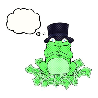 Silindir şapka kabarcık karikatür zengin kurbağa sandım