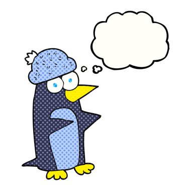 düşünce kabarcık karikatür penguen