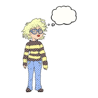 kabarcık karikatür geeky kız sanıyordum