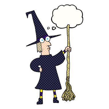 kabarcık karikatür cadı süpürge ile sanıyordum