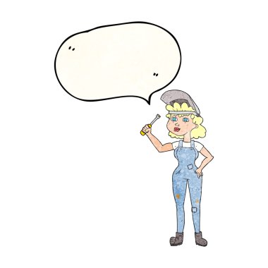 konuşma balonu dokulu karikatür kadın makinist