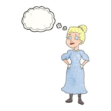 düşünce balonu içinde Victoria kadın karikatür dokulu