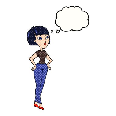 düşünce kabarcık karikatür kadın