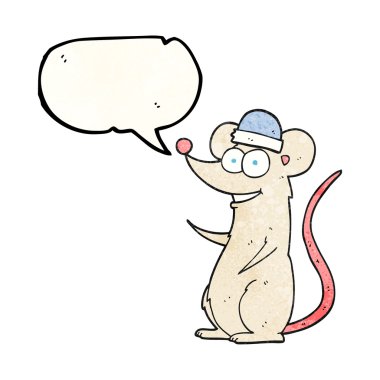 konuşma balonu dokulu karikatür mutlu fare