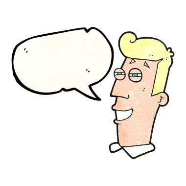 çizgi film sırıtan adam konuşma balonu dokulu