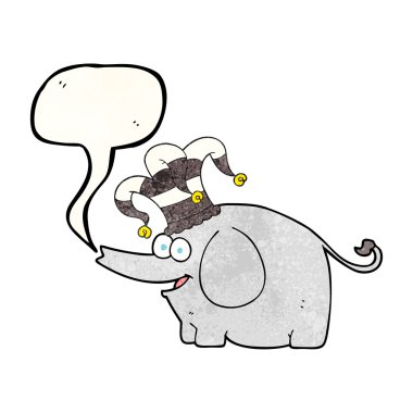 sirk şapka konuşma balonu dokulu çizgi film fil