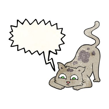 konuşma balonu dokulu karikatür kedi