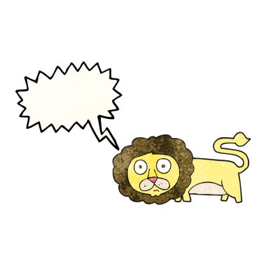 konuşma balonu dokulu karikatür aslan