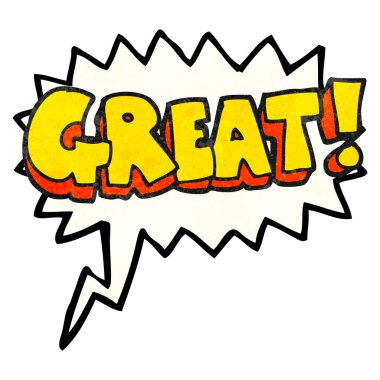 Harika! konuşma balonu dokulu karikatür sembolü