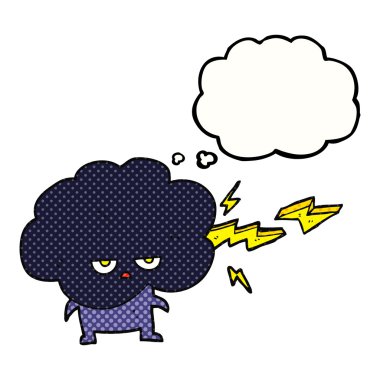 düşünce kabarcık karikatür raincloud karakter çekim yıldırım