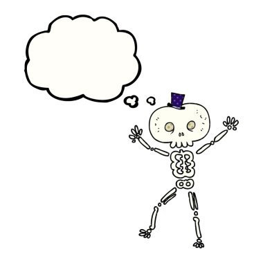 iskelet dans düşünce kabarcık karikatür