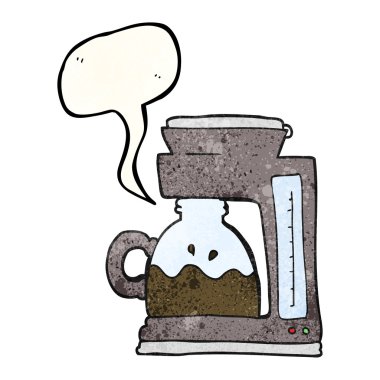 konuşma balonu dokulu karikatür kahve makinesi