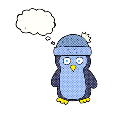 düşünce kabarcık karikatür penguen