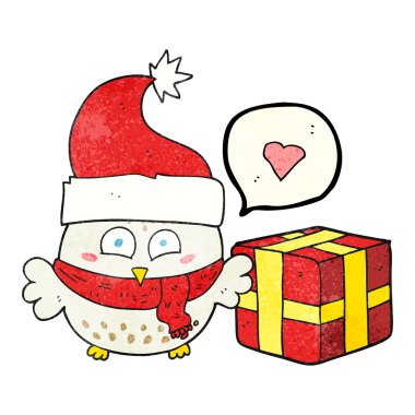 konuşma balonu dokulu karikatür Noel baykuş