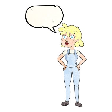 konuşma balonu dokulu karikatür çiftçi kız