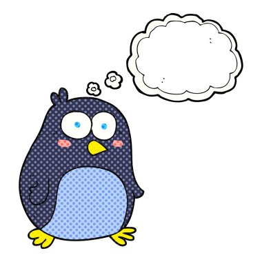 düşünce kabarcık karikatür penguen