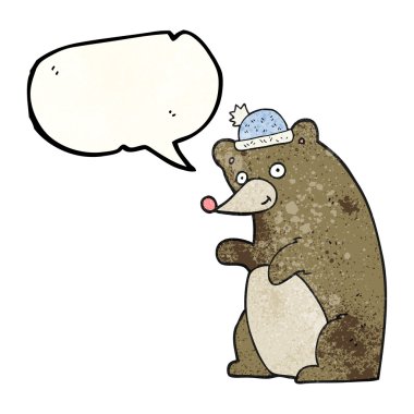 konuşma balonu dokulu karikatür ayı