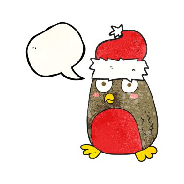 konuşma balonu dokulu karikatür Noel robin