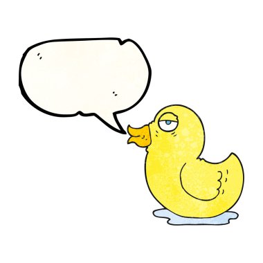 konuşma dokulu kabarcık karikatür lastik ördek