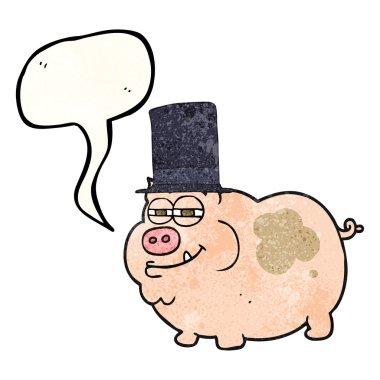 konuşma balonu karikatür zengin domuz dokulu