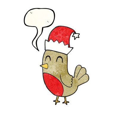 konuşma balonu dokulu karikatür Noel robin