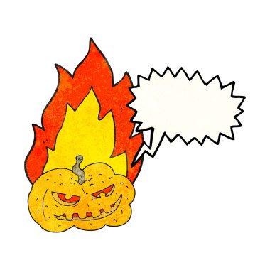 doku konuşma balonu karikatür yanan halloween kabak