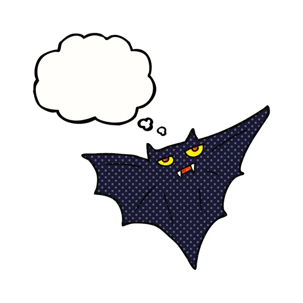 Pensamento bolha desenho animado halloween morcego —  Vetores de Stock