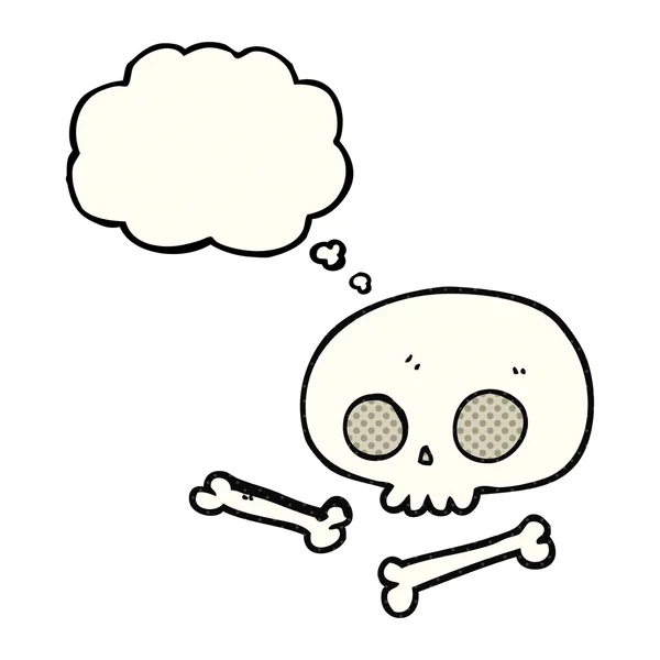 Düşünce kabarcık karikatür kafatası ve kemikler — Stok Vektör