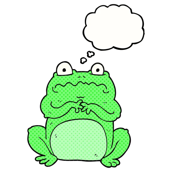 Thought bubble cartoon funny frog — Stock Vector