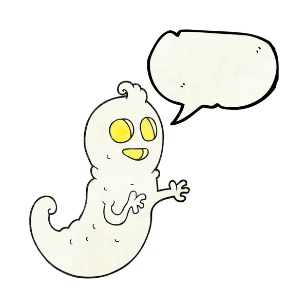 Toespraak bubble getextureerde cartoon ghost — Stockvector