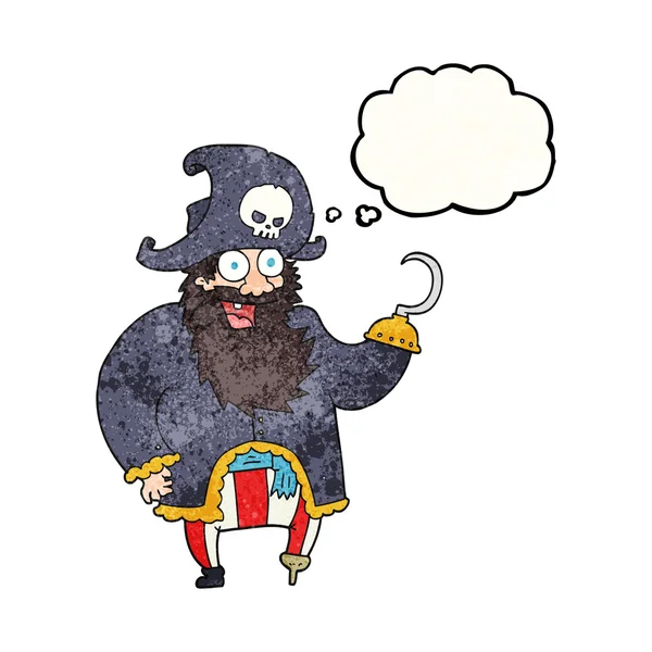 Pensée bulle texturé dessin animé pirate capitaine — Image vectorielle