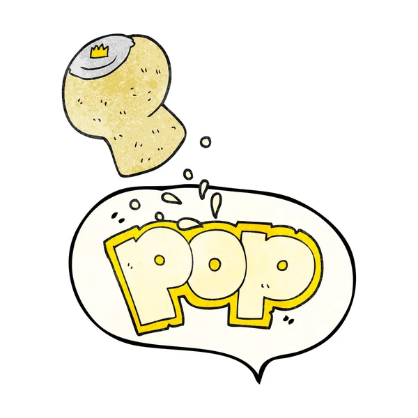 Pratbubbla texturerat cartoon champagne cork poppar — Stock vektor