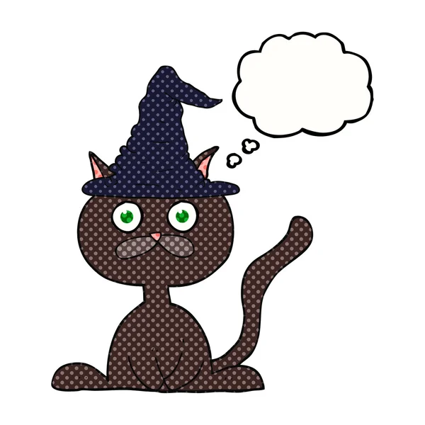 Pensamento bolha desenho animado halloween gato — Vetor de Stock