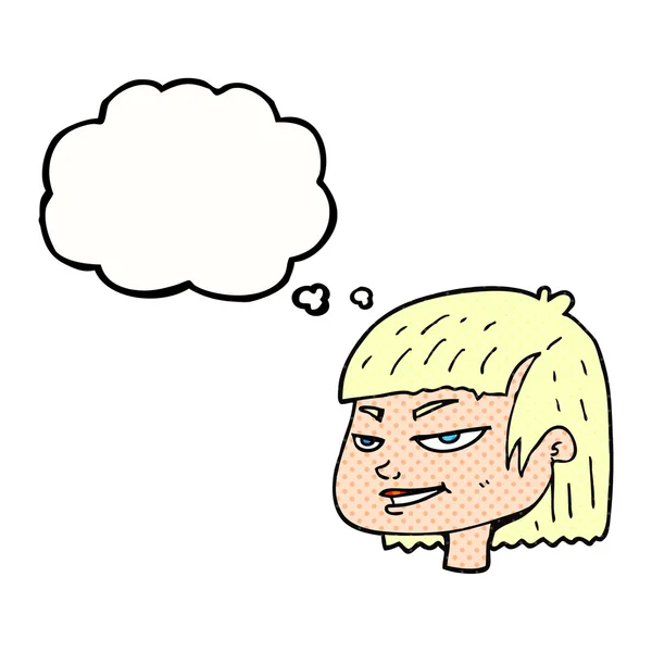 Myšlení bubliny cartoon se tvářící dívka — Stockový vektor