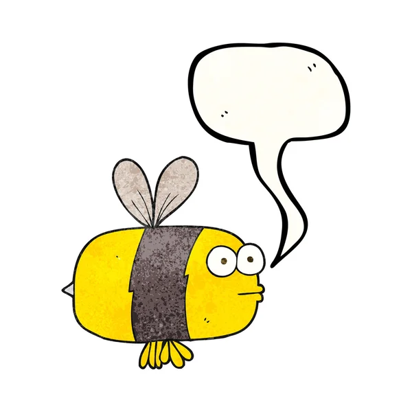 Sprechblase texturierte Karikatur Biene — Stockvektor