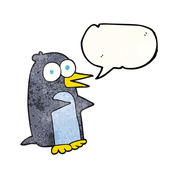 Speech bubble textured cartoon penguin — Stock Vector