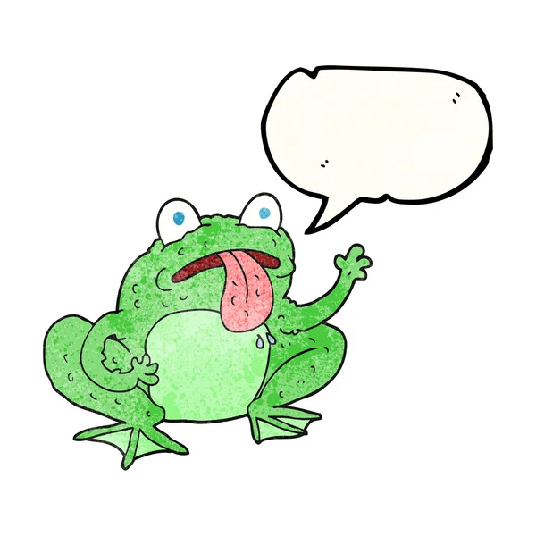 Konuşma balonu dokulu karikatür kurbağa — Stok Vektör