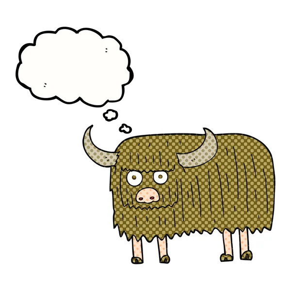 Мысленный пузырь волосатая корова — стоковый вектор